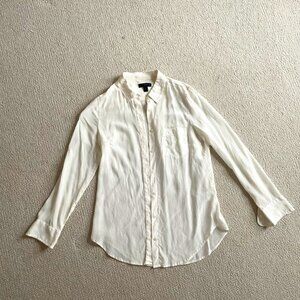 J Crew 100% silk white/ivory button down long sleeve 0/XS